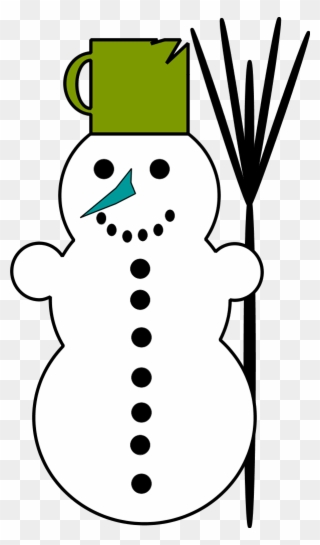 Snowman Holding Broom - Snowman Clipart