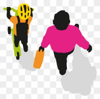Parent And Child Scooting - Illustration Clipart