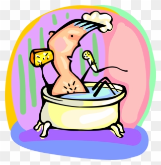 Vector Illustration Of Singing In The Bathtub With Clipart