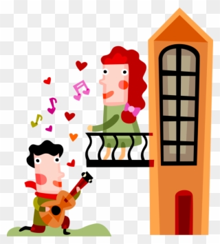 Vector Illustration Of Star-crossed Lovers Romeo Serenades - Concurso De Poesia Infantil Clipart