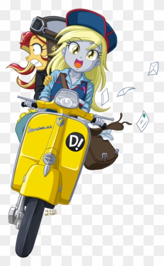 Scooter Clipart Helper - Sunset Shimmer And Derpy Hooves - Png Download
