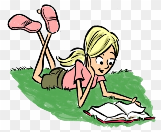 Free Choice Reading - Reading A Book Outside Clipart - Png Download