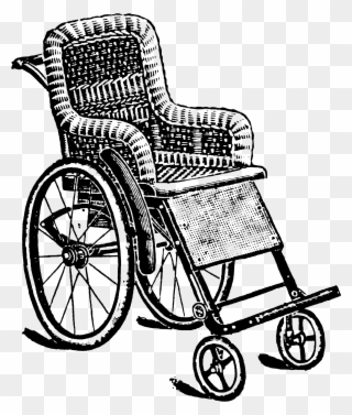 0724 Wheelchair Victorian Era Free Vintage Clip Art - Wheelchair Vintage - Png Download