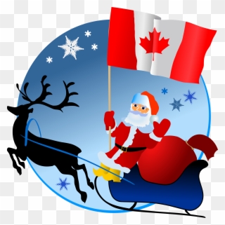 Santa With Canadian Flag - Merry Christmas From South Africa Clipart