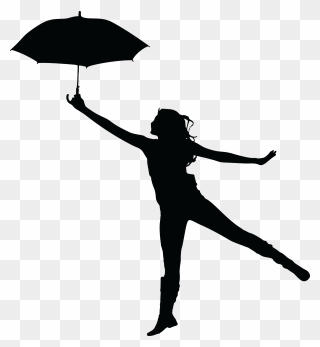 Raindrop Clipart Umbrella - Silhouette Of Girl With Umbrella - Png Download