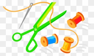 Vector Illustration Of Scissors With Sewing Needle - Scissors And Yarn Clipart - Png Download
