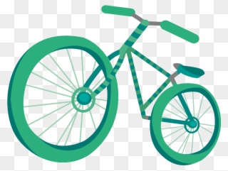 Clip Library Bicycle Pedal Wheel Frame - Green Bike Cartoon - Png Download