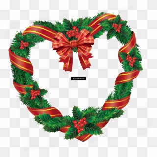 Heart Christmas Wreath - Clip Art Christmas Wreath - Png Download