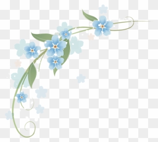 Фотки Flower Bar, Watercolor Art, Flower Border Clipart, - Esquinero De Flores Azules - Png Download