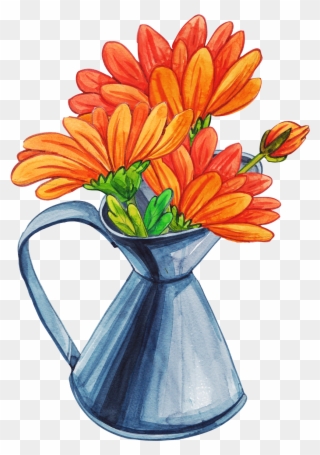 Cartoon Bouquet Daisy Transprent Png - Flowers Arrangement In Cartoon Clipart