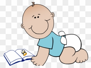 Child Reading A Book Clipart - Baby With Book Clipart - Png Download
