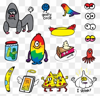 Goofy Doodles Sheet - Jon Burgerman's Daily Doodle Clipart