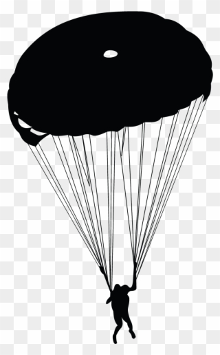 Banner Army Parachute Clipart - Parachuting Silhouette Cartoon - Png Download