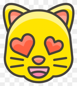 Smiling Cat Face With Heart Eyes Emoji - Yellow Cat Face Drawing Clipart