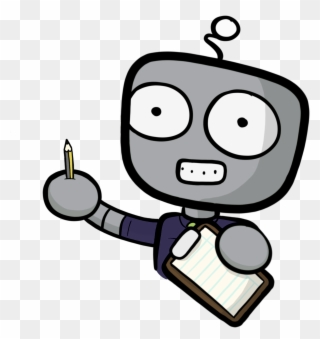 Robot Wearing Navy Blue And Holding A Pencil And Paper - Northampton Clipart