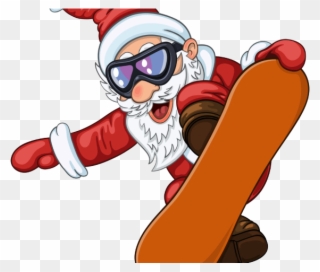 Snowboarding Clipart Santa - Santa Snowboarding - Png Download