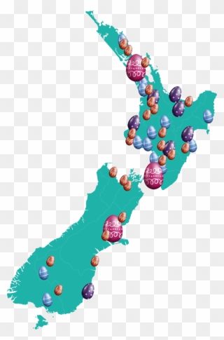 Epic Easter Hunt Results Map - Map Of New Zealand Clipart