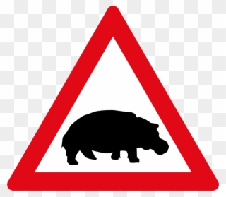 Hippo Sign - Traffic Sign Barrier Ahead Clipart