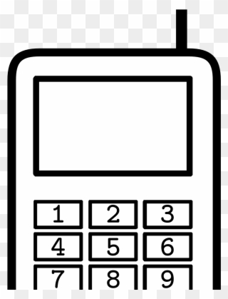 Clip Freeuse Library Cellphone Drawing House - Telephone Colouring Page With Numbers - Png Download