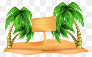 Clip Art Coconut On The Picture Material - Beach Clipart - Png Download