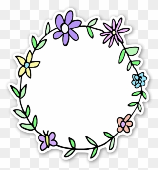 A Lovely Circle Of Flowers To Add In Your Text For - Flower Sticker Transparent Clipart