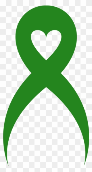 Leukemia Ribbon Clip Art - Green Heart Cancer Ribbon - Png Download
