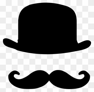 Bowler Hat Handlebar Moustache Top Hat - Hat And Mustache Png Clipart