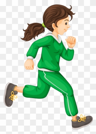 Clipart Images - Running Girl Cartoon - Png Download