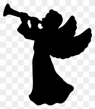 Angel Silhouette - Angel With Trumpet Silhouette Clipart
