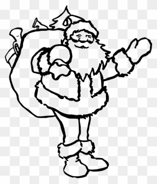 Santa Claus Drawing Black And White Christmas Coloring - Santa Black And White Clipart