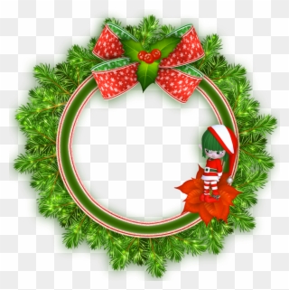 Round Transparent Christmas Photo Frame With Elf - Circle Christmas Frame Png Clipart