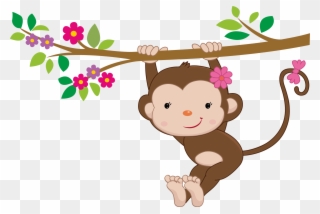 Swinging Baby Monkey Ornament (round) Clipart