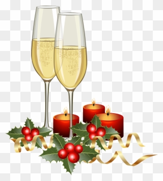 Champagne Clipart Christmas Wine - Mesaje La Multi Ani Frate - Png Download