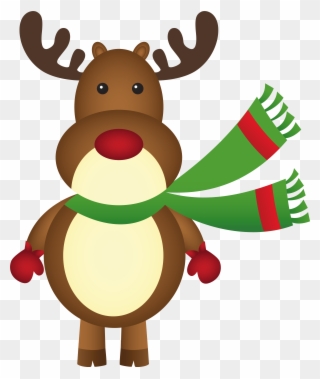 Christmas Rudolph With Scarf Png Clipart Image - Happy New Year Snowman Transparent Png