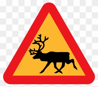 Clip Art Ryanlerch Warning Reindeer Roadsign - Reindeer Warning Sign - Png Download