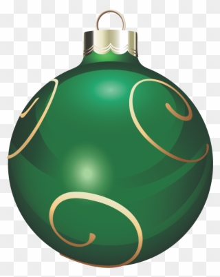 Transparent Green And Gold Christmas Ball Png Clipart - Green Christmas Ornaments Balls