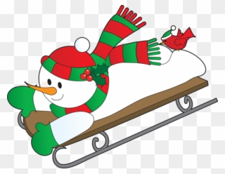 Snowman On Sled - Snowman Clipart Transparent Background - Png Download