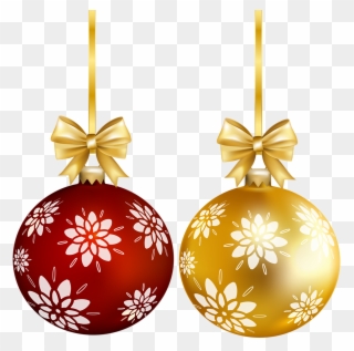 Red Gold Christmas Ball Png Transparent Clip Art - Christmas Ball Png Transparent