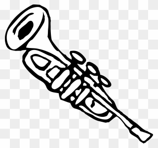 Trumpet Clip Art Trumpet 3 Black White Line Art Christmas - Music Tools Clip Art - Png Download