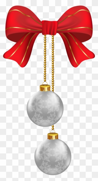 Hanging Christmas Silver Ornaments Png Clipart Image - Christmas Ornament Transparent Background