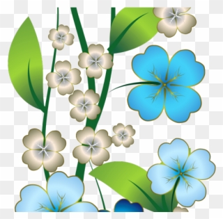 Flowers Borders Clipart Blue - Border Blue Flower Line - Png Download
