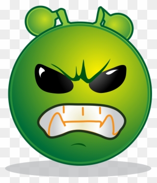 Smiley Green Alien Grrr - Smiley Alien Clipart