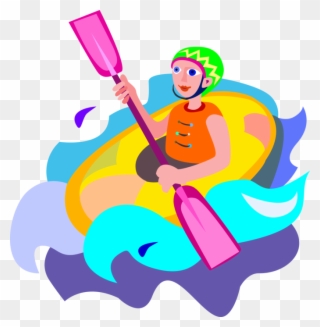 Vector Illustration Of Extreme Water Sports Whitewater - White Water Rafting Cartoon Png Clipart