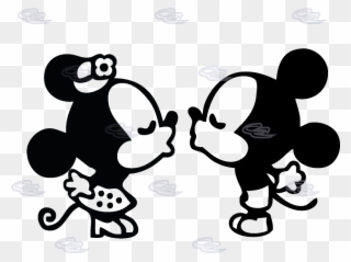 Free Mickey And Minnie Mouse Silhouette Clip Art - Mickey Minnie Kissing Macbook Decal - Png Download
