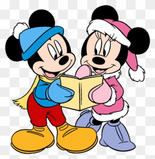 Mickey, Minnie Mouse Singing Carols - Mickey Christmas Coloring Page Clipart