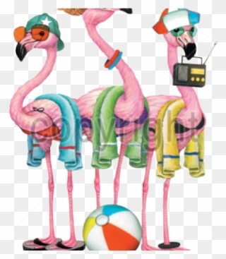 Flamingo Clipart Beach - Png Download