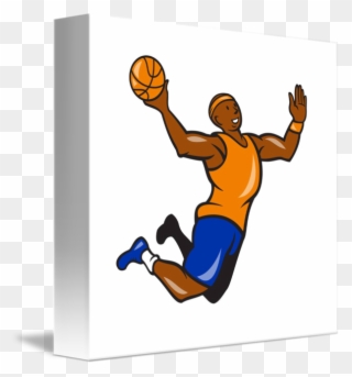 Graphic Black And White Ball Cartoon By Aloysius - Cartoon Basketball Player Dunking Clipart