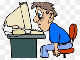 Computer Clipart Tired - Eyes Glued To The Screen - Png Download