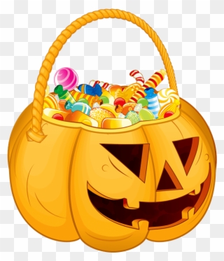 Clip Freeuse Halloween Photo - Pumpkin Filled With Candy - Png Download