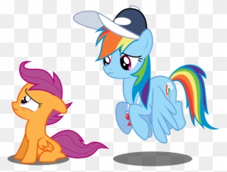 Byteslice, Female, Filly, Hat, Mare, Pegasus, Pony, - Rainbow Dash And Scootaloo Clipart